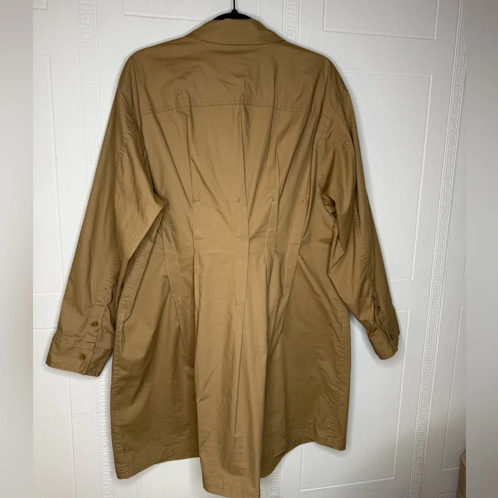 Pilcro Pintuck Mini Shirt Dress Pleated Tan Women's 1X Anthropologie Plus NWOT - Picture 5 of 16